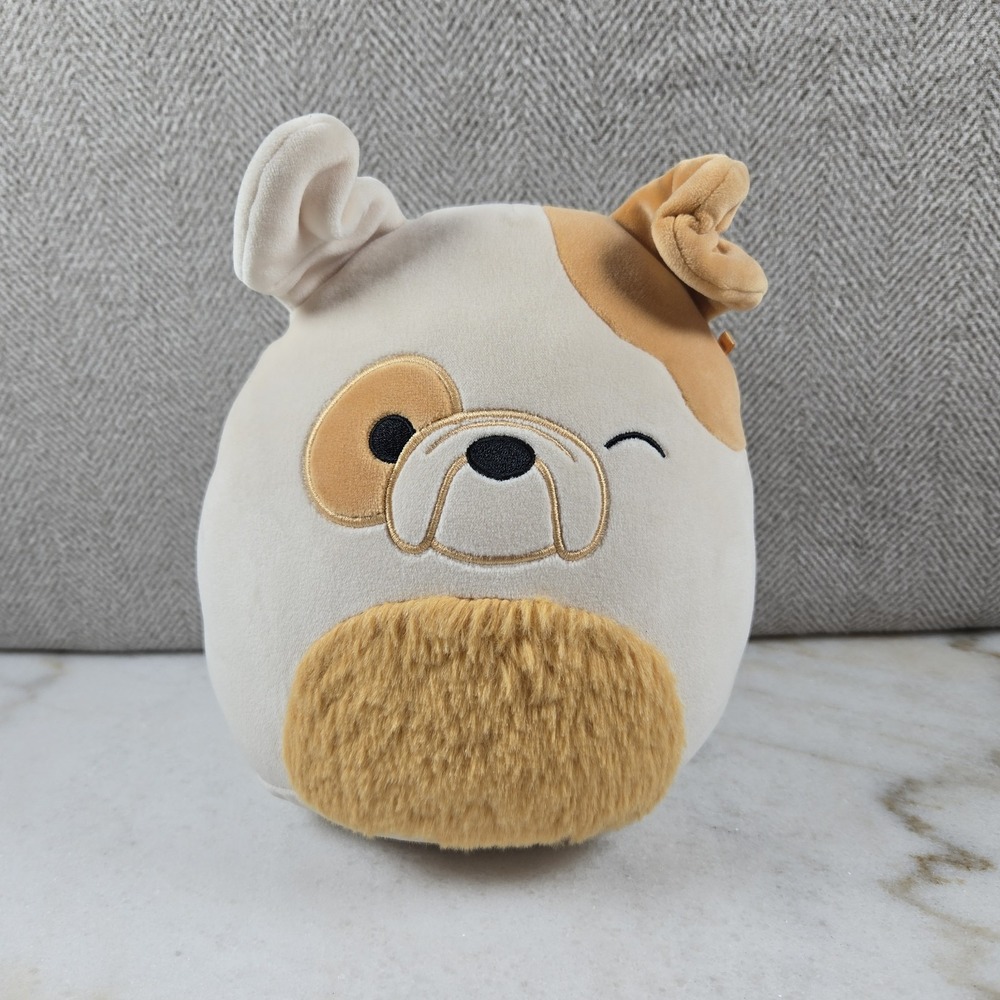 Squishmallow Brock the Bulldog 8" Plush Furry Belly Winking Rare Dog HTF